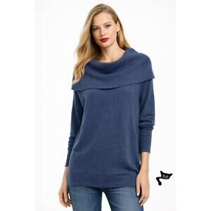 Halogen Cashmere Sweater Blue 2X Off Shoulder Tunic